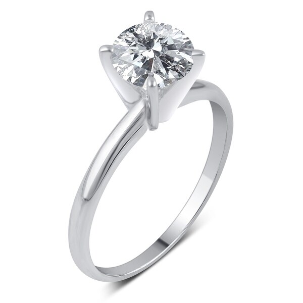 Divina 14k Gold 1 1/2ct TDW Round Diamond Solitaire Engagement Ring - White. Opens flyout.