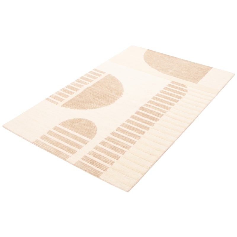 ECARPETGALLERY Hand Tufted Timeless Cream Wool Rug - 5'1 x 7'7