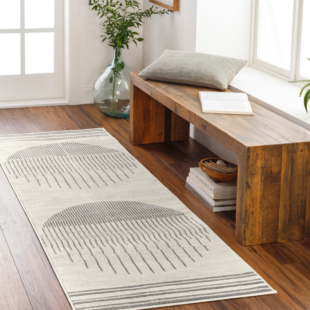 Livabliss Joel Mod Black/Ivory Ombre Geometric Striped Area Rug