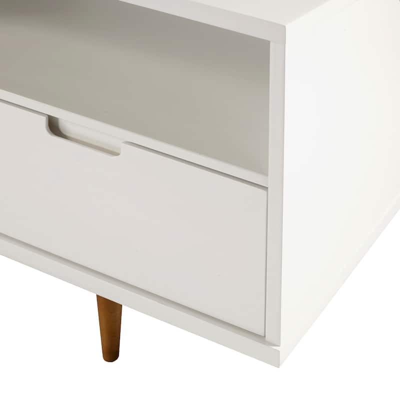 Trendy Solid Wood 3-Drawer TV Stand - Mid-Century Modern Design for 65" TVs