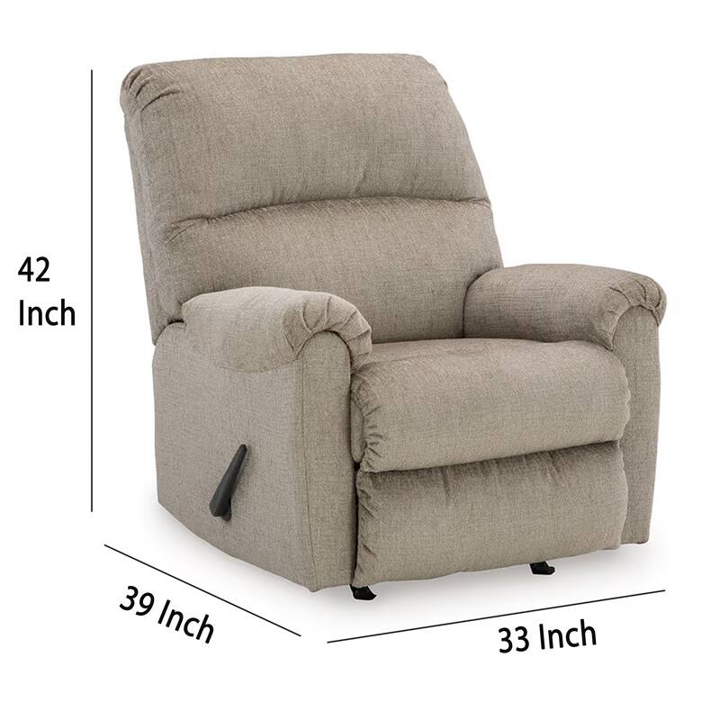 Ead Manual Rocker Recliner Chair, Plush Cushion Taupe Brown Polyester