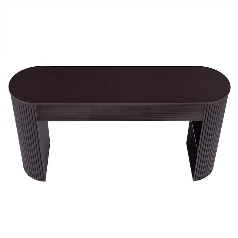 Christopher Knight Home - Maravelle MDF 3 Drawers Console Table with Round Slat Texture and Storage
