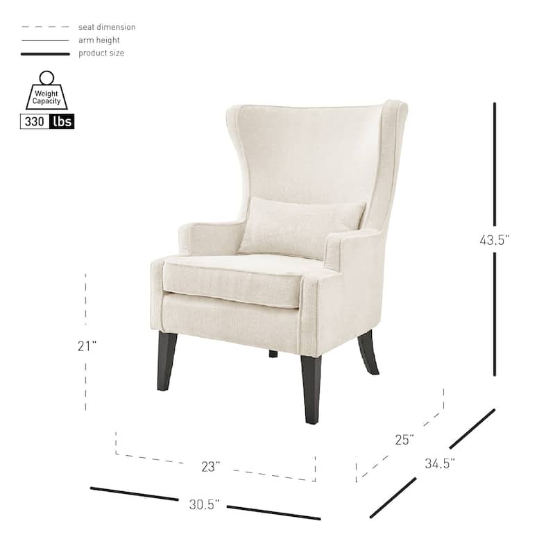 NPD Furniture Clementine KD Fabric Wing Accent Arm Chair