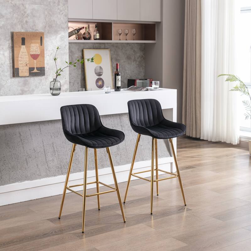 Bar Stools with Chrome Footrest and Base Velvet