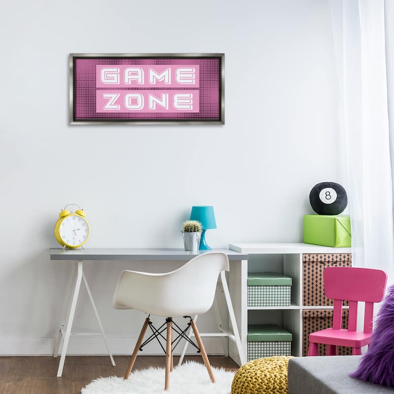 Stupell Retro Purple Game Zone Framed Floater Canvas Wall Art Design By Yass Naffas Designs