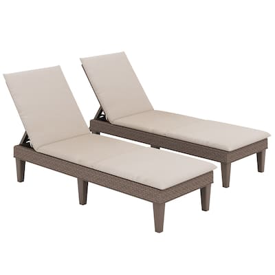 Gymax 2PCS Patio Lounge Chair Recliner Chair w/ 3-Position Adjustable