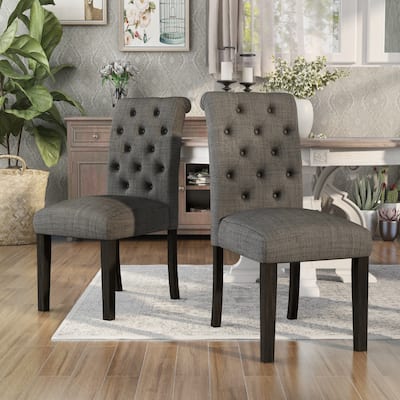 Copper Grove Chalwa Tufted Linen Fabric Dining Chairs (Set of 2)