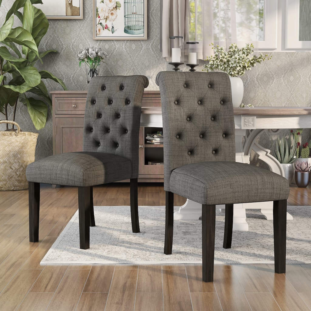 Copper Grove Chalwa Tufted Linen Fabric Dining Chairs (Set of 2)