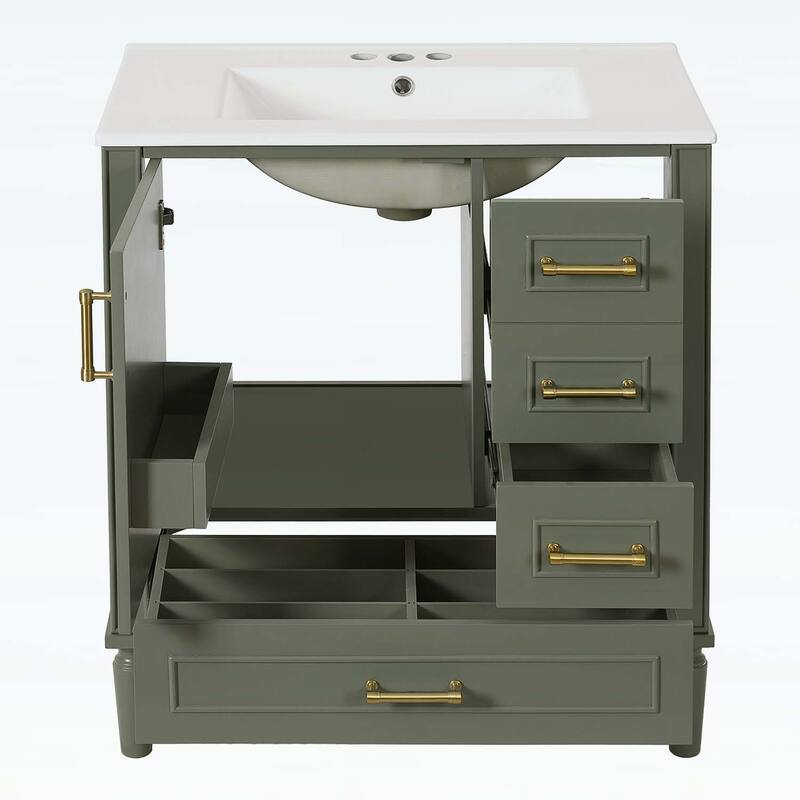 Bathroom Vanity with Ceramic Sink,Soft-Close Door,Multiple Drawers,and Ample Storage for Modern Bathrooms