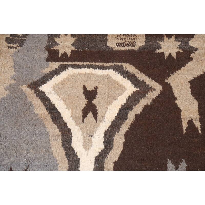 Abstract Moroccan Oriental Wool Area Rug Hand-knotted Bedroom Carpet - 5'9" x 9'6"