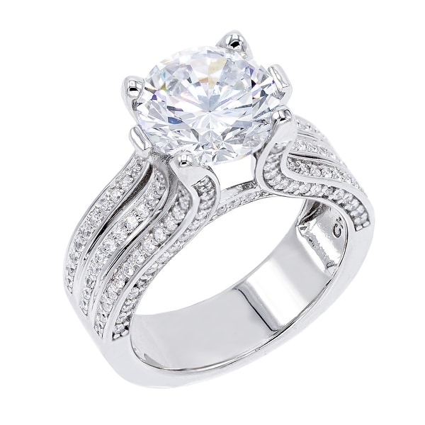 4.5 ct Round-Cut Cubic Zirconia Solitaire Ring, Sterling Silver. Opens flyout.