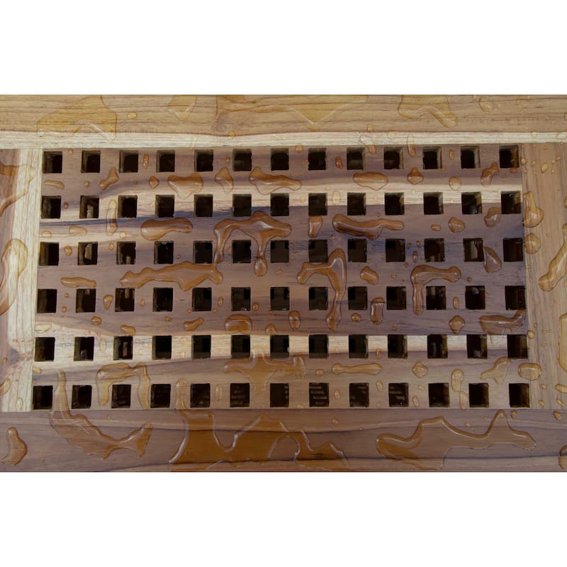 EcoDecors Solid Teak Lattice Apartment Hamper with Laundry Bag in EarthyTeak Finish