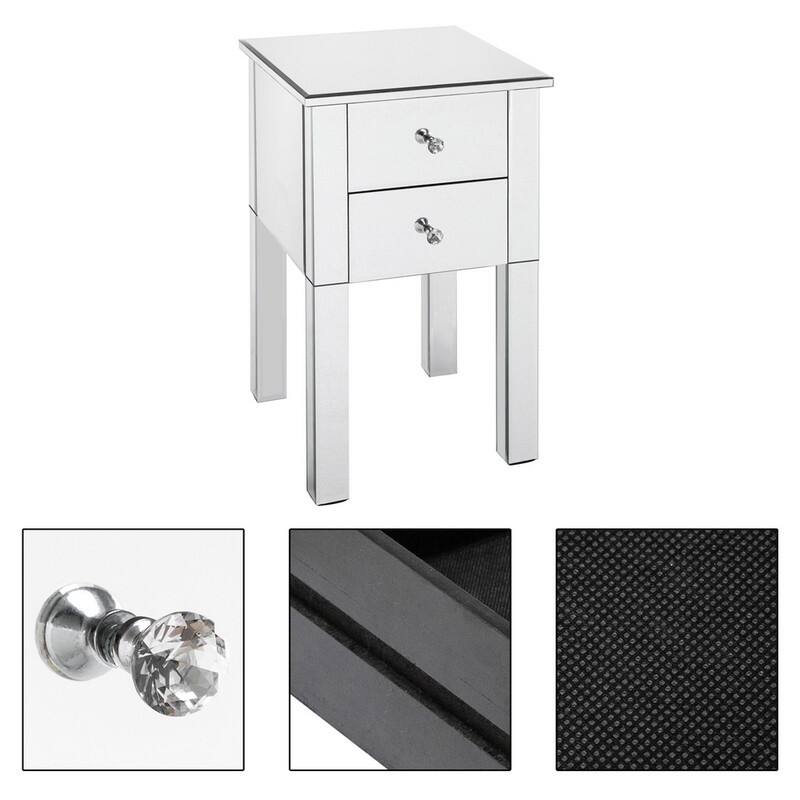 Silver Orchid Minzenti Modern and Contemporary Mirrored 2-Drawers Nightstand