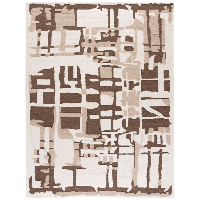 SAFAVIEH Handmade Ebony Olga Wool Rug - 8' x 10' - Ivory/Brown