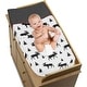 preview thumbnail 2 of 2, Sweet Jojo Designs Grey, Black and Red Woodland Plaid and Moose Rustic Patch Collection Changing Pad Cover - Multi