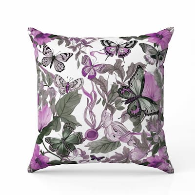 Butterfly Haven Indoor/Outdoor Reversible Throw Pillow Pink and Green