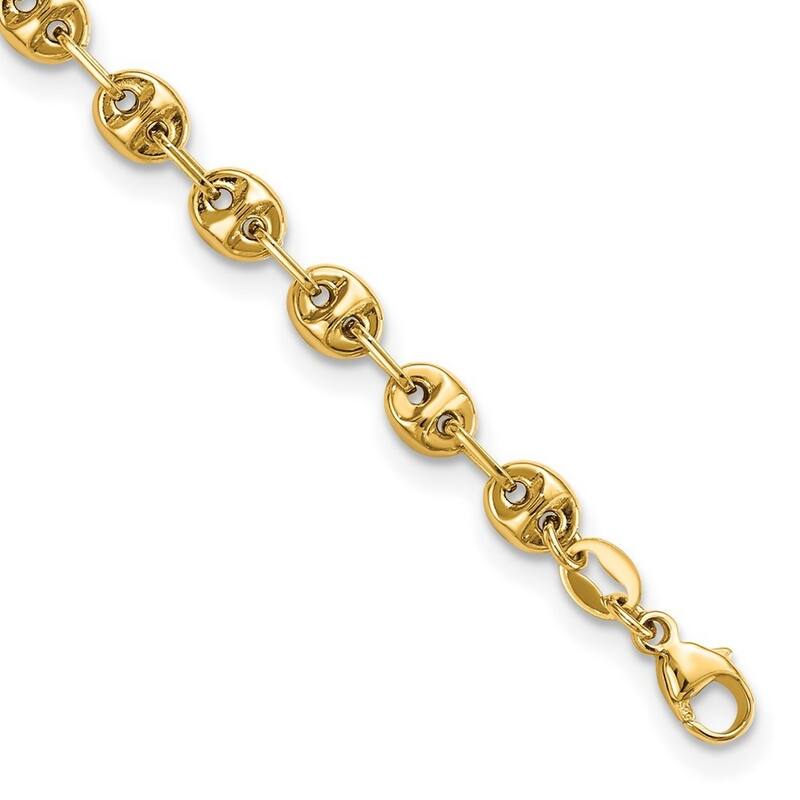 Curata 14k Yellow Gold Polished Fancy Link Bracelet 7.5 Inch