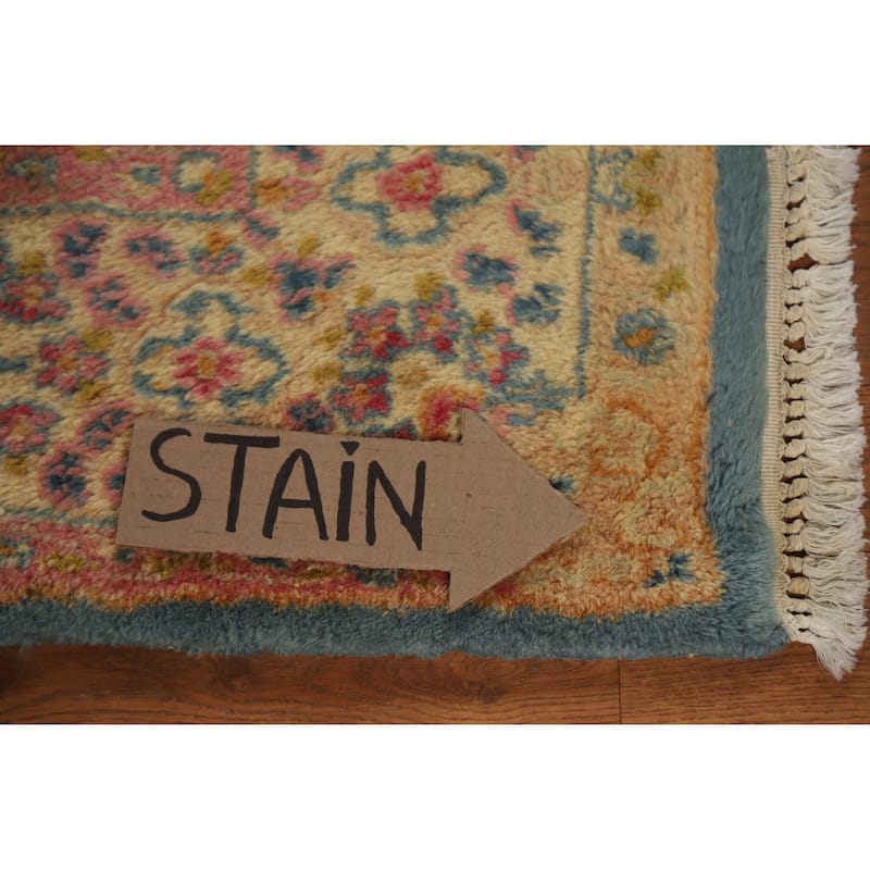 Hand Knotted Oriental 100% Wool Carpet Traditional Medallion Navy Blue & Blues Kerman Area Rug - 8' 9'' X 5' 10''