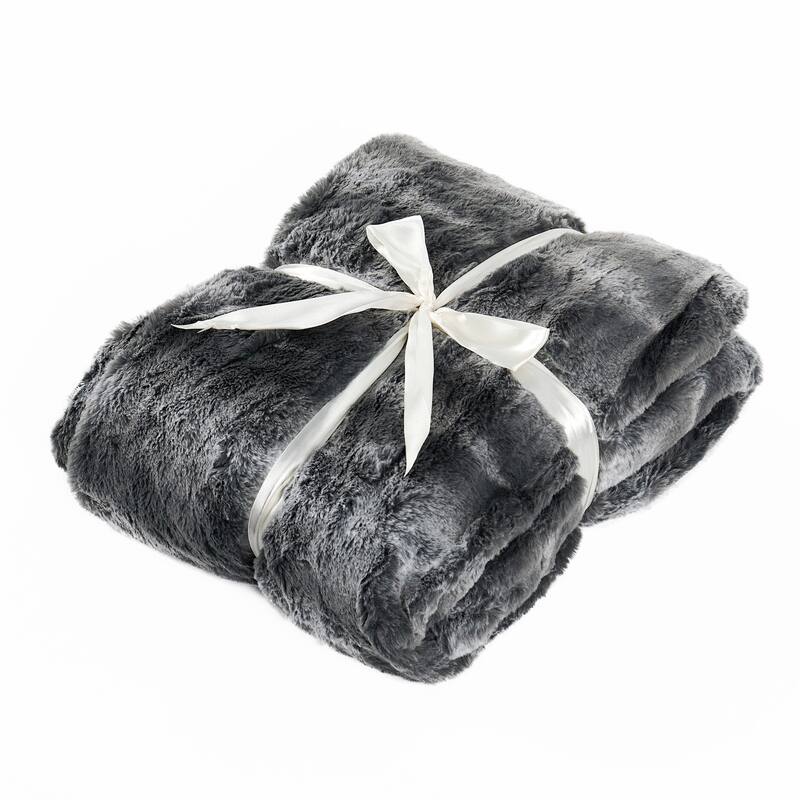 Tip Printing Light Fauxfur Throw