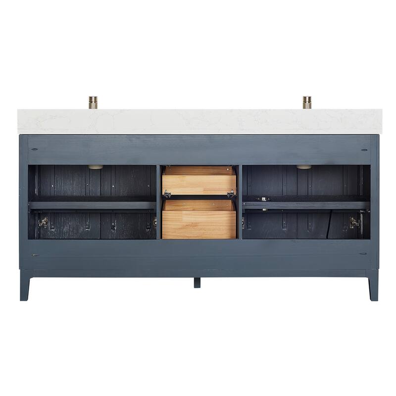 Gara Double Bath Vanity with Composite Stone Top without Mirror