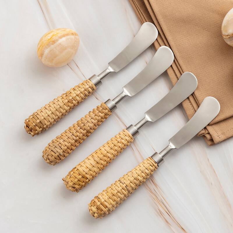 Set of 4 Stainless Steel & Wood Handle Spreaders