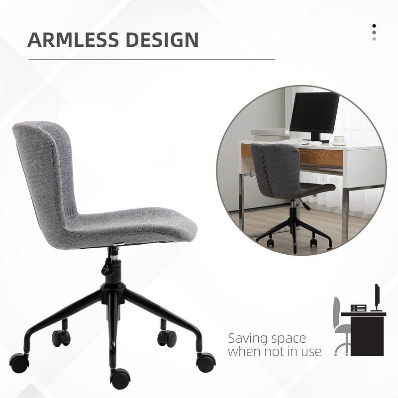 Vinsetto Home Office Chair, Swivel Task Chair with Adjustable Height, Armless
