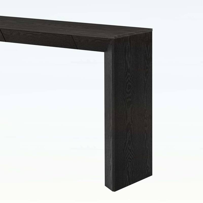 Farmhouse Console Table with 2 Concealed Drawers,Waterfall Edge,Thick Legs