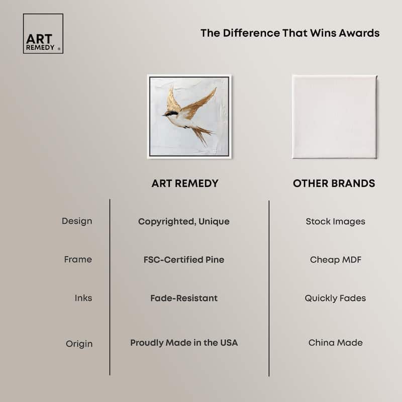Simple Golden Swallow Canvas by Art Remedy