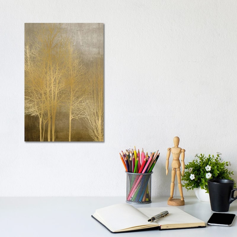 iCanvas "Gold Trees On Brown Panel I" by Kate Bennett Canvas Print - 12x8x0.75