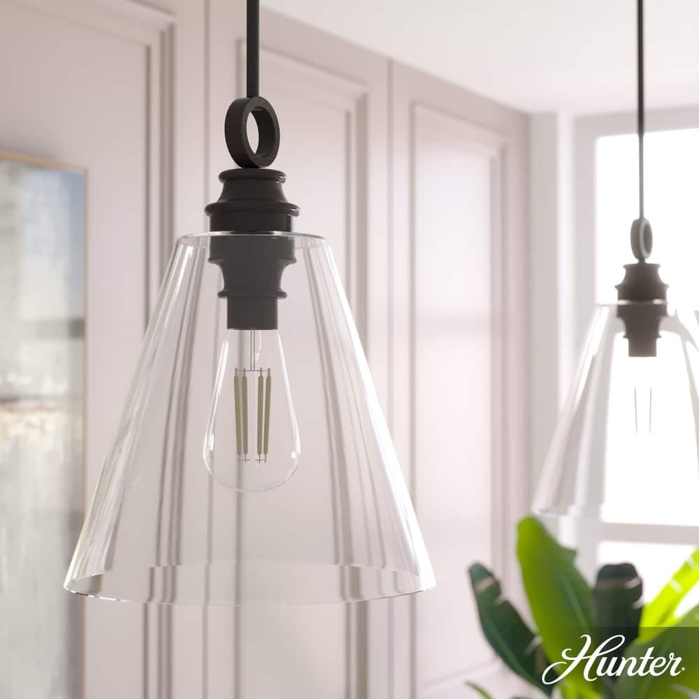 Hunter Klein 14" 1-Light Glass Pendant - Kitchen Island, Dining Room, Entry - Contemporary, Transitional