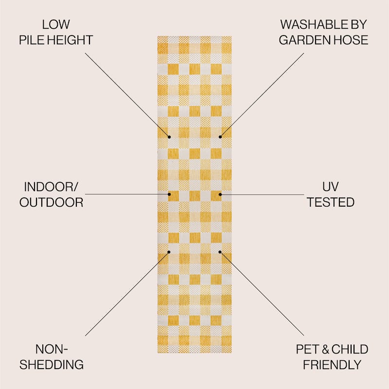 JONATHAN Y Biot Traditional Geometric Bold Gingham Black/Cream Indoor/Outdoor Area Rug