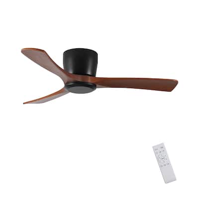 42 inch Ceiling Fan No Light Remote Low Profile Flush Mount Noiseless Reversible DC Motor Timer