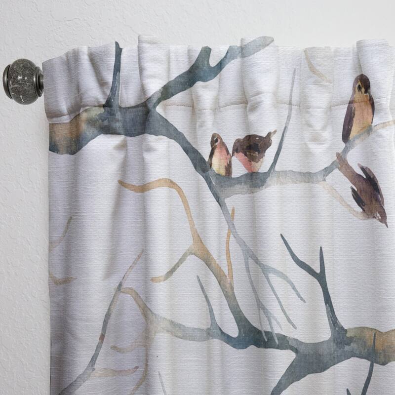 Designart 'Little Birds On The Tree Branches I' Traditional Curtain Single Panel