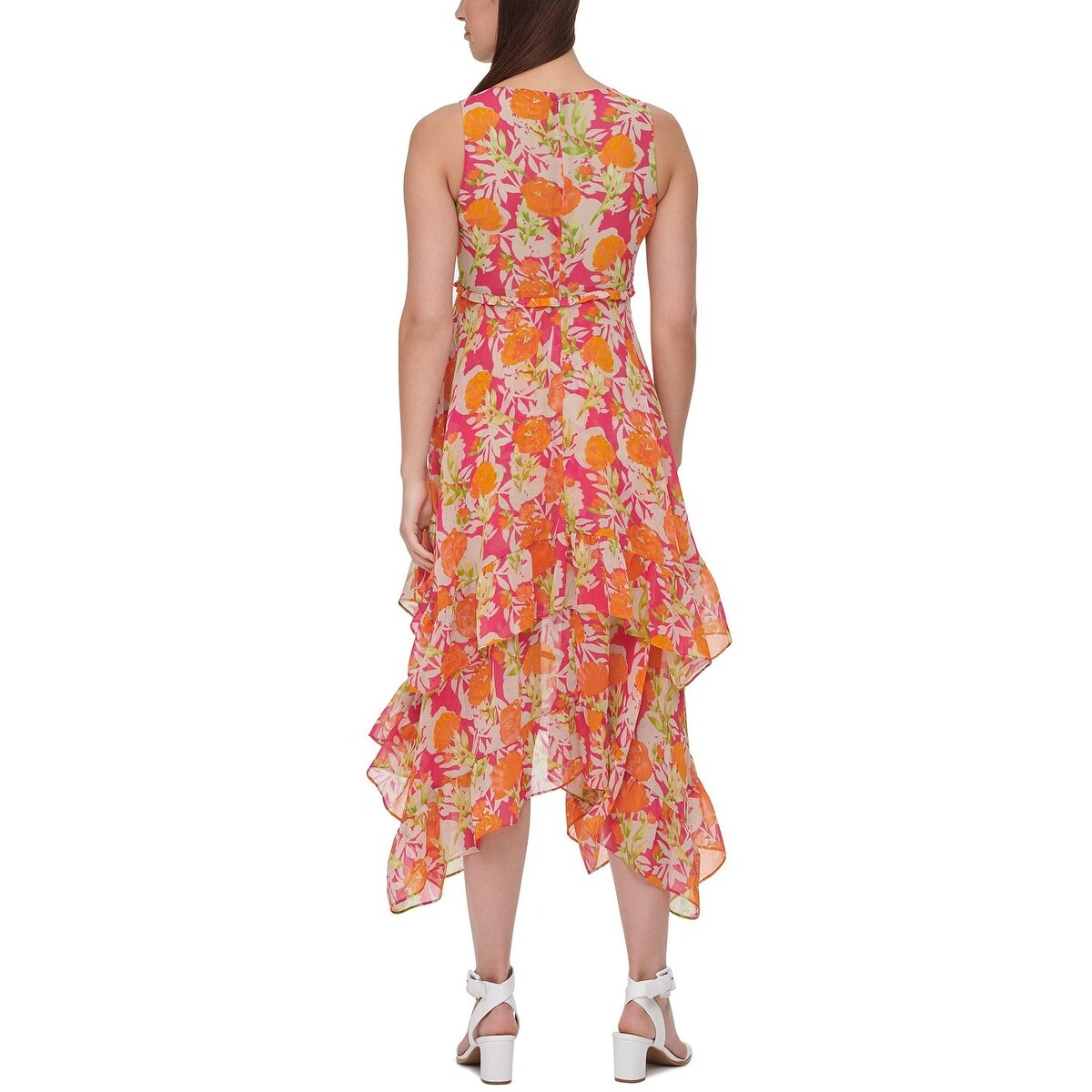 Calvin Klein Women's Ruffled Floral V Neck Maxi Empire Waist Dress Pink  Size 2 - Bed Bath & Beyond - 40563357