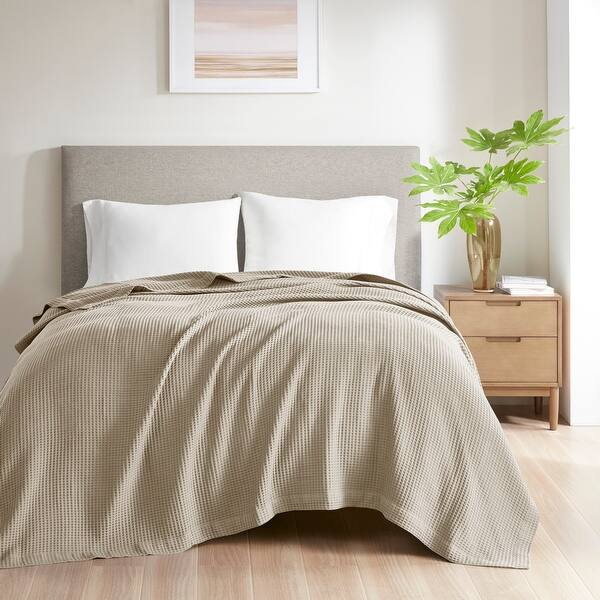 Beautyrest Waffle Weave Cotton Blanket - King - Khaki