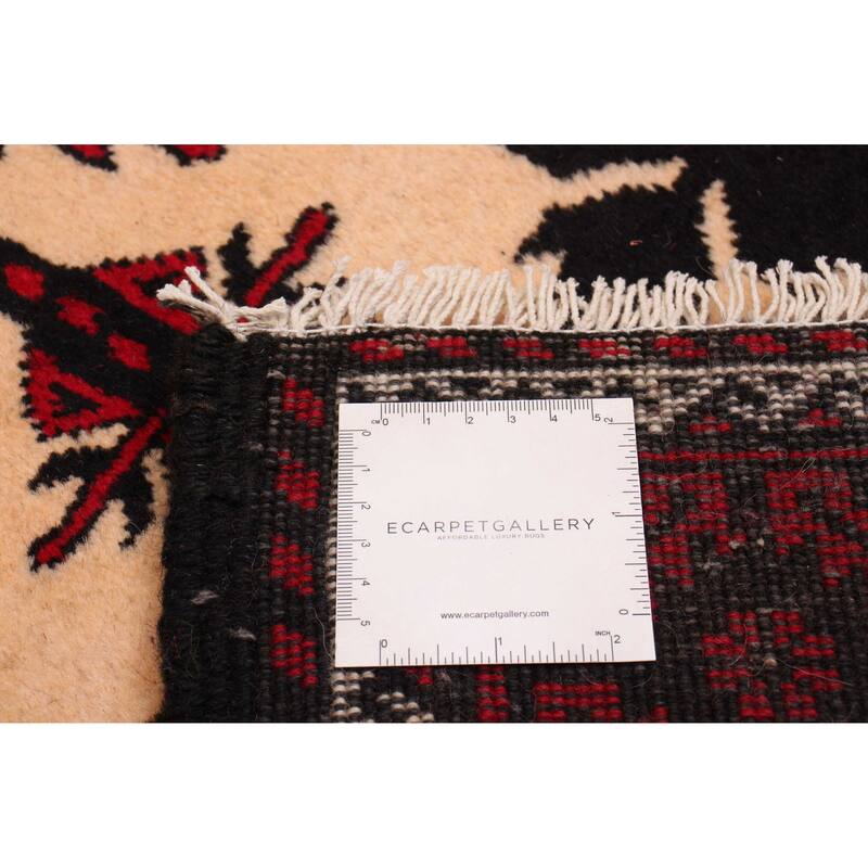ECARPETGALLERY Hand-knotted Royal Baluch Ivory Wool Rug - 2'10 x 7'3