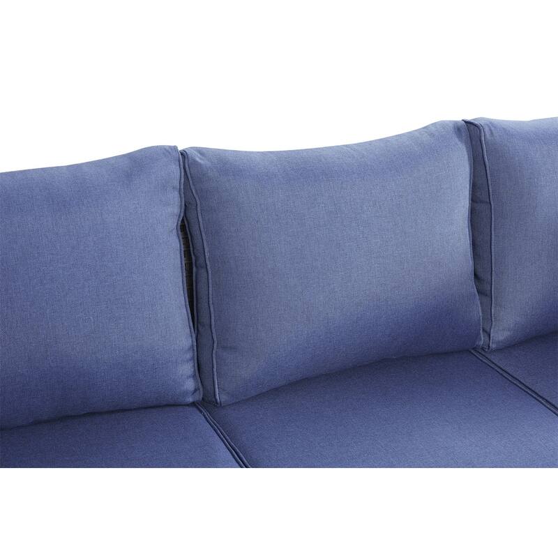 Gymojoy Outdoor Patio Wicker Sectional Sofa Set with Ottomans and Cushions