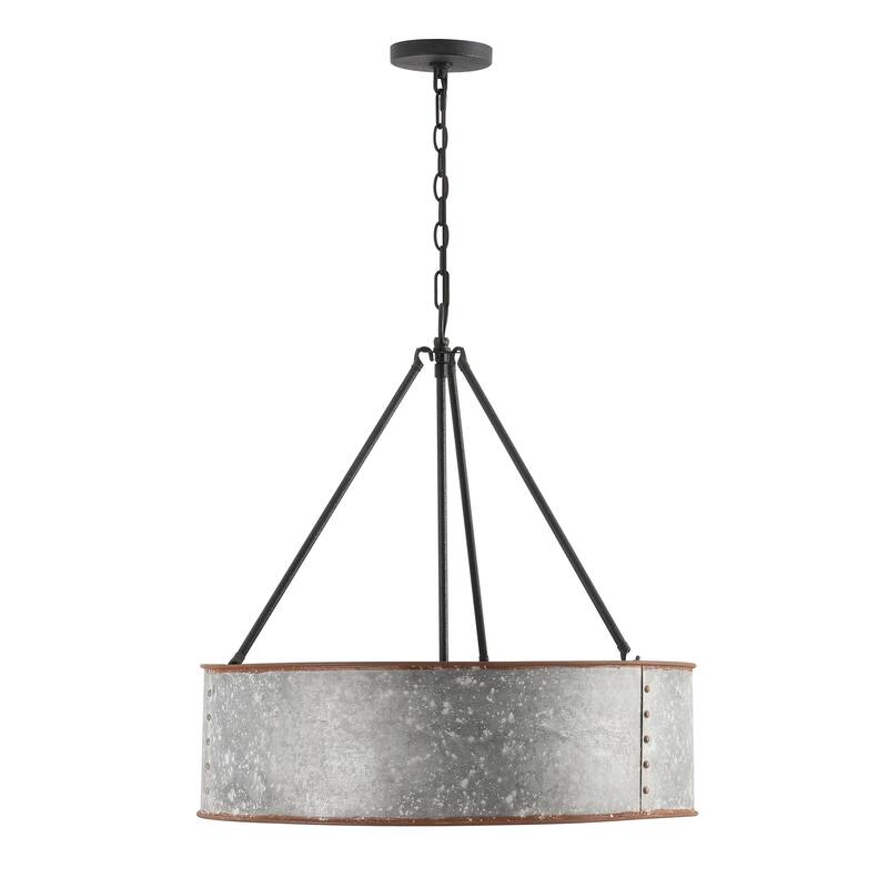 GetLedel 24" 5-Light Distressed Metal Drum Chandelier