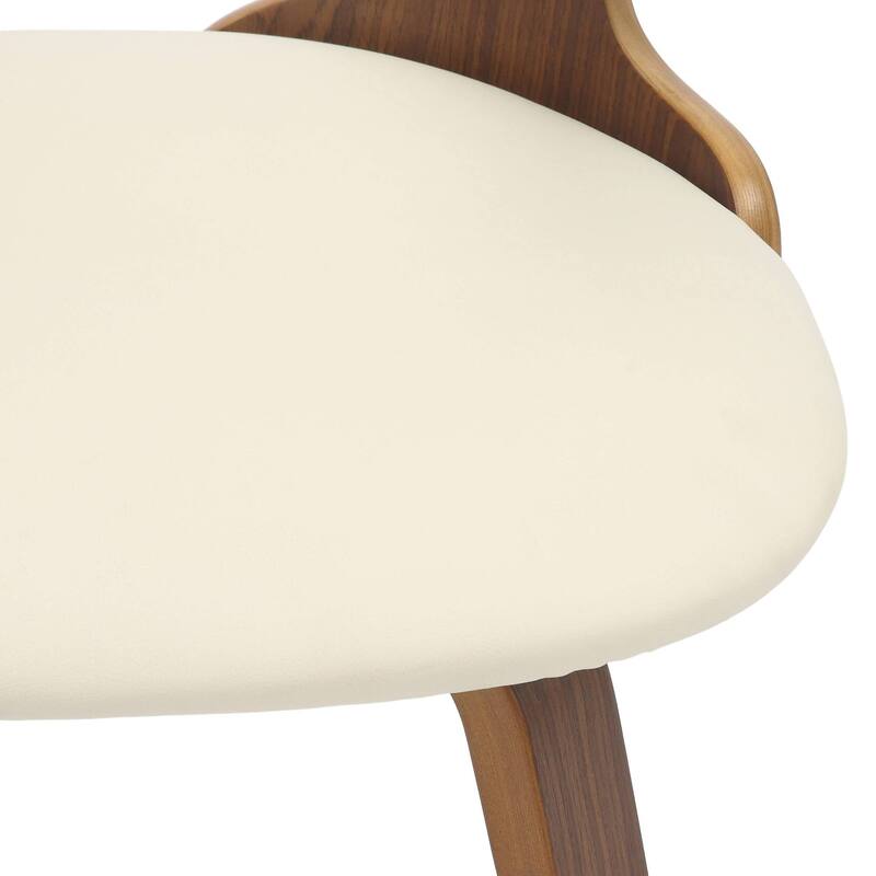 Dining Chairs Round Leather Seat with Solid Wood Legs Accent Arm Chair Modern Cut-Out Design