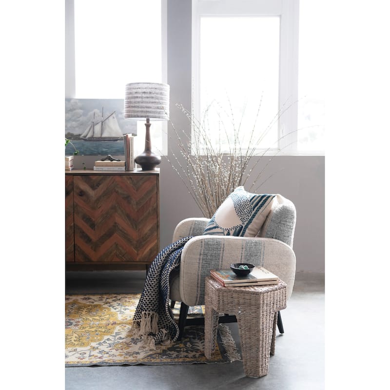 Cotton Embroidered Pillow with Tassels