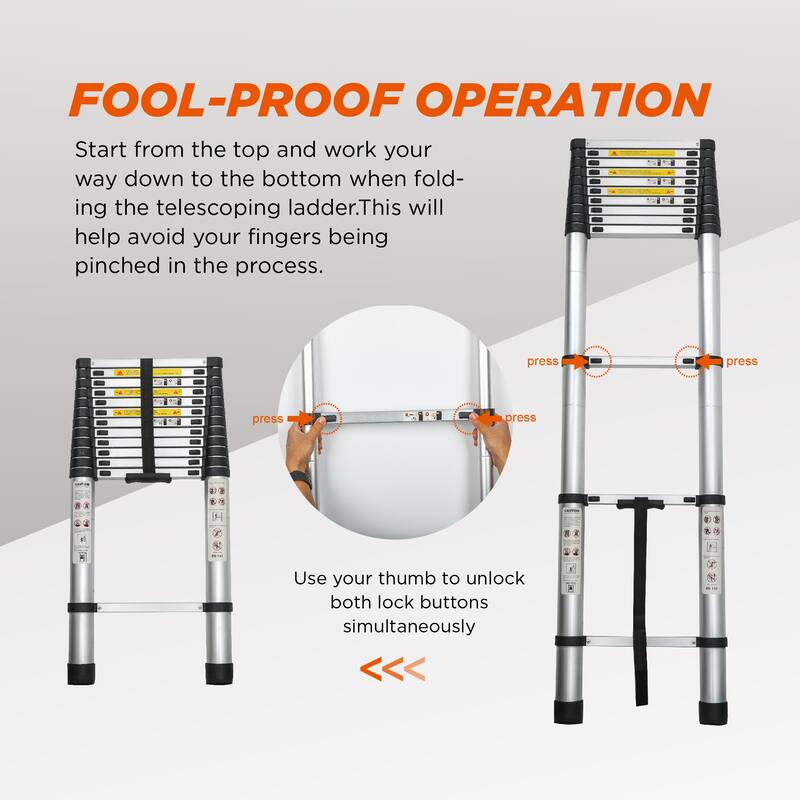 12.5FT Portable Multi-Purpose Aluminum Telescopic Extension Ladder