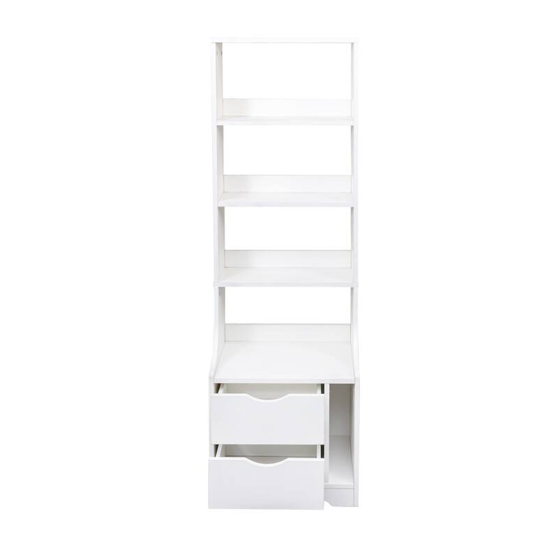 NightStand with Bookshelf and 2 Drawers,Modern Night Stand