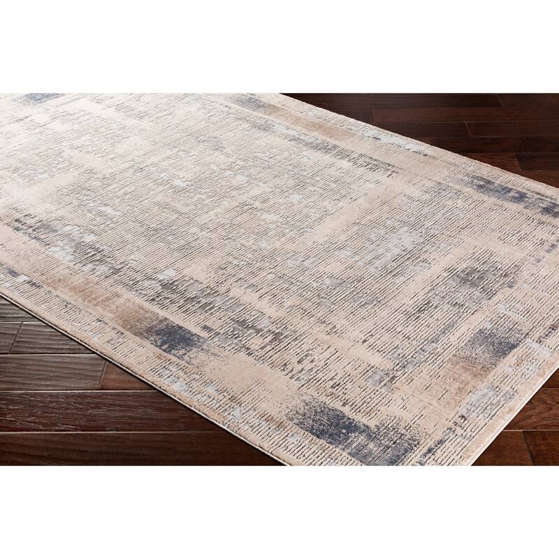 Marjan Ivory Distressed Border Area Rug - 6'7" x 9'6"