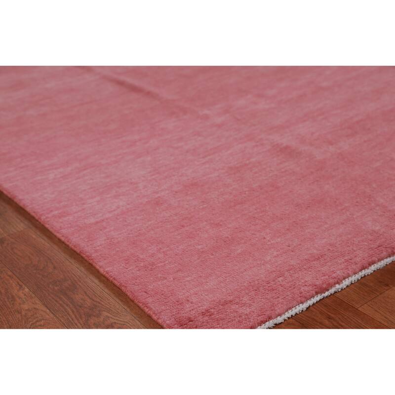 Hand Knotted Oriental 100% Wool Carpet Modern Solid Coral Gabbeh Area Rug - 12' 8'' X 9' 2''