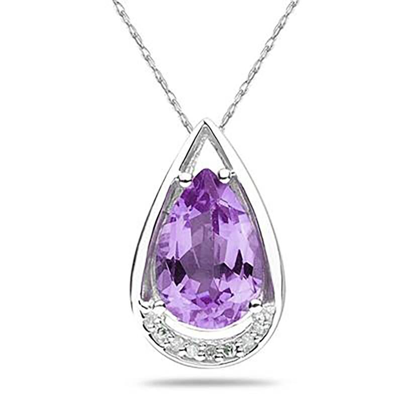 Marquee 10k White Gold Amethyst and Diamond Necklace (I-J, I1-I2)