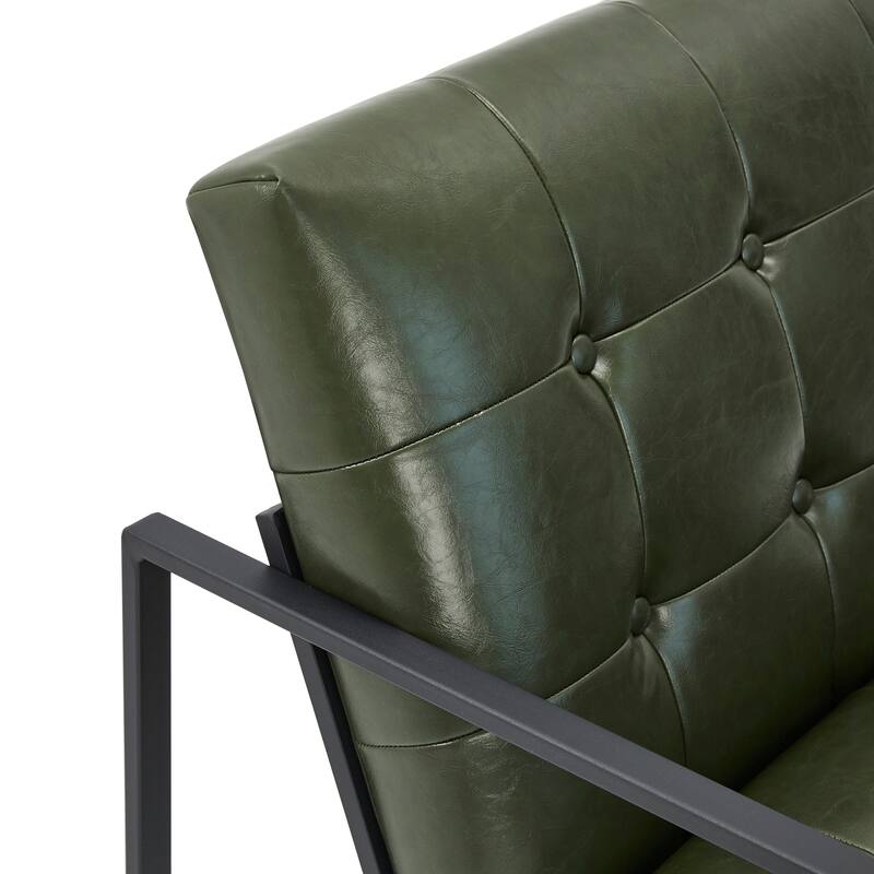 Glitzhome 29.50"W Mid-Century PU Leather Tufted Accent Chair - 29.5"W x 30.5"H x 29.25"D