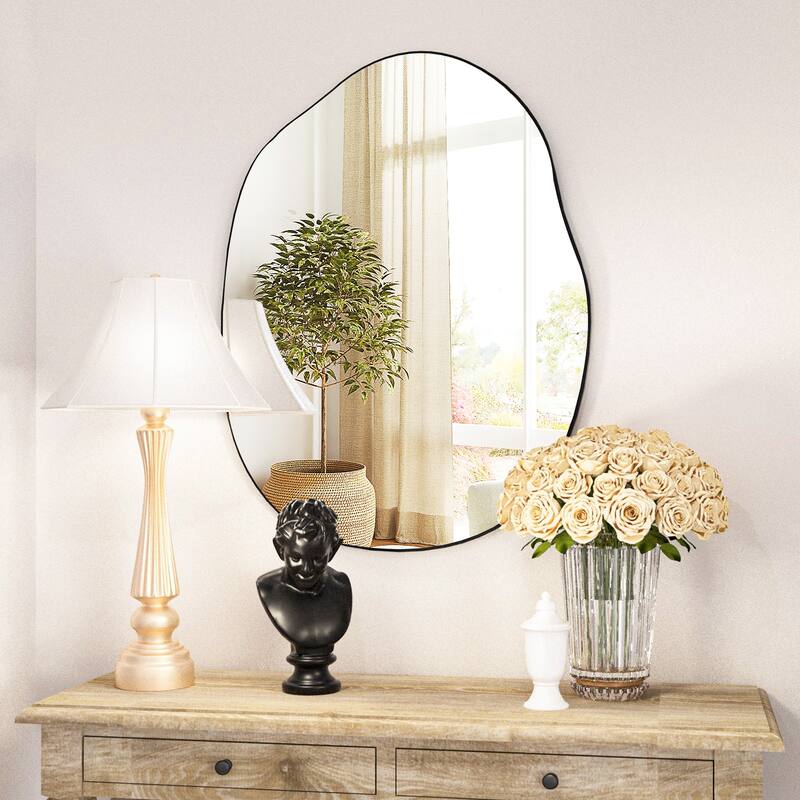 24 x 32 Irregular Wall Mounted Vanity Mirror Home Decorations Black - 24"x32" - 24"x32"