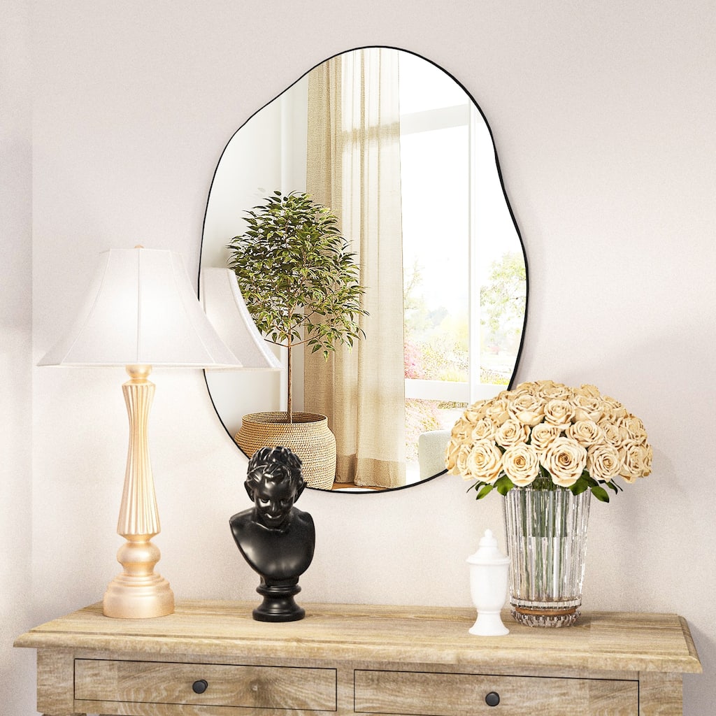 24 x 32 Irregular Wall Mounted Vanity Mirror Home Decorations Black - 24"x32"