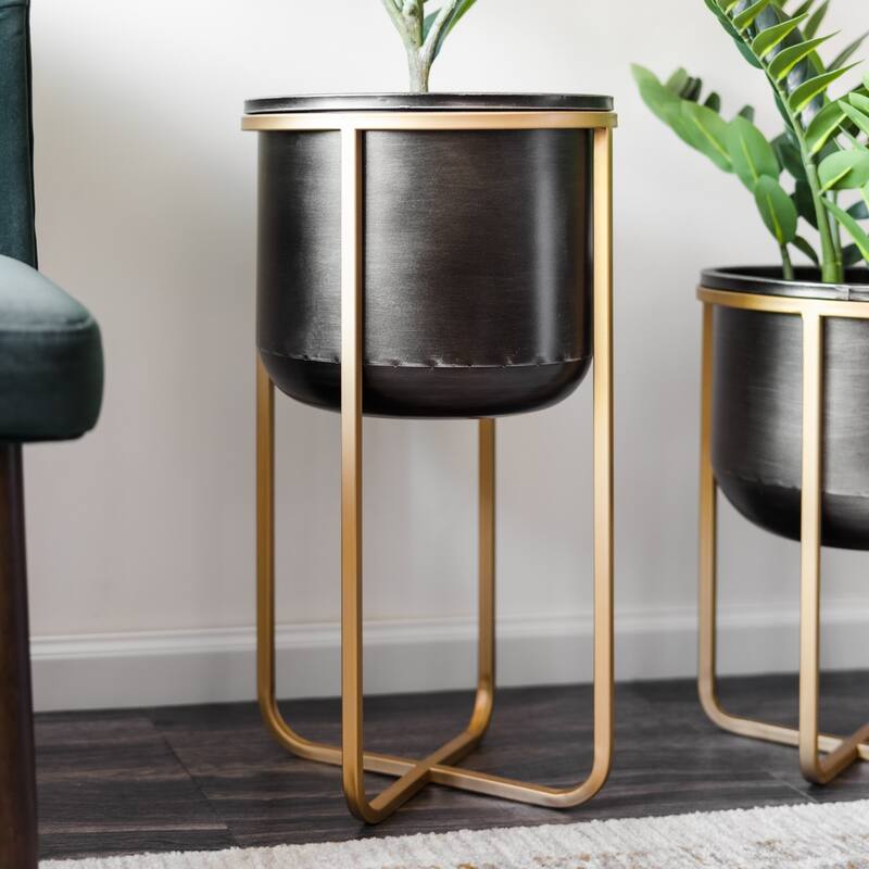 Rizzy Mid-century Pot Planters (Set of 2) - 23.5"H x 13"W x 13"D / 17.5"H x 11"W x 11"D