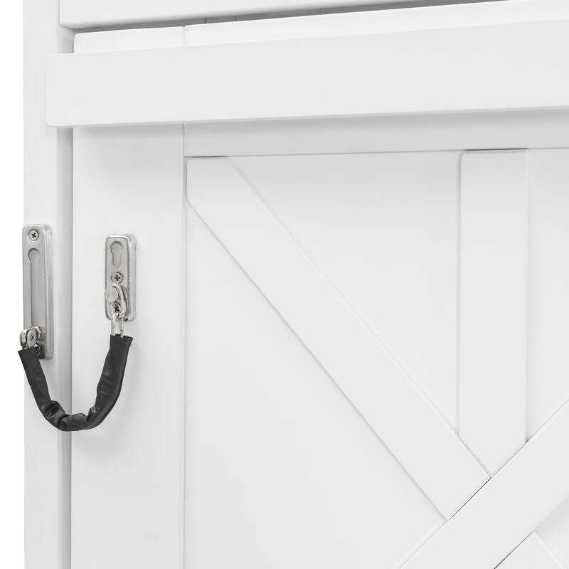 Queen Size Wall-Mounted Murphy Bed with Storage and Decorative Panels, White